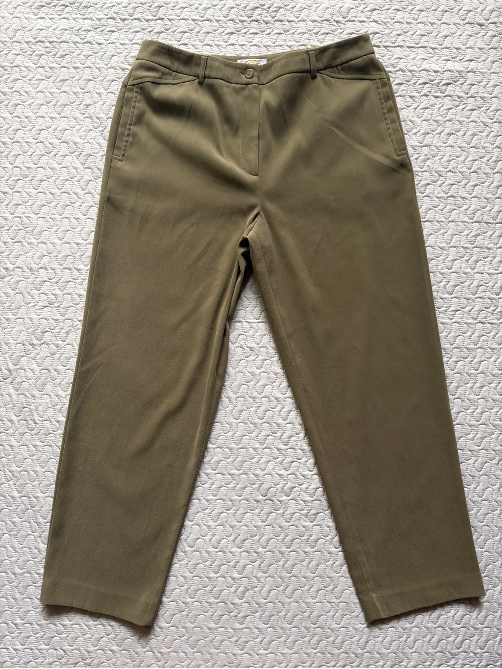 Talbots Petite Size 12 Olive Khaki Stretch Waistband Pants